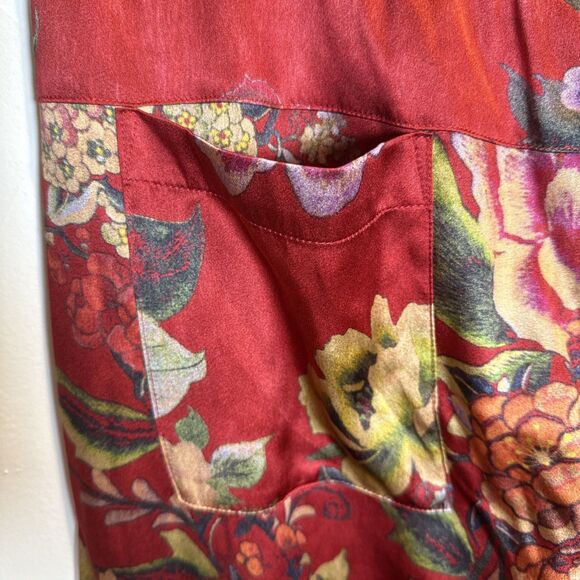 Biya Johnny Was Silk Floral Crop Pants Women's Size XS Pull On Pockets - Picture 9 of 16
